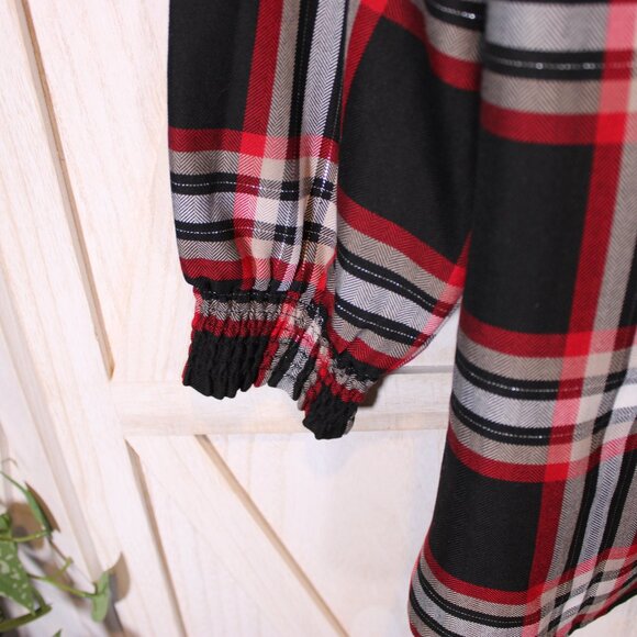 NWT - Christopher & Banks Long Sleeve blouse - Black-Red Plaid - Size L - Picture 7 of 9